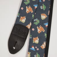 帆布ギターストラップ【柴犬じゃぱん　薄紺】和柄 | Handmade Japanese Guitar Strap