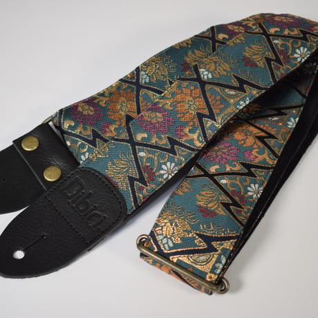 和柄　ギターストラップ　金襴　松皮菱 | Handmade Japanese Guitar Strap