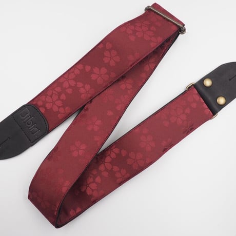 帆布ギターストラップ【浮き出る桜　赤】和柄 | Handmade Japanese Guitar Strap