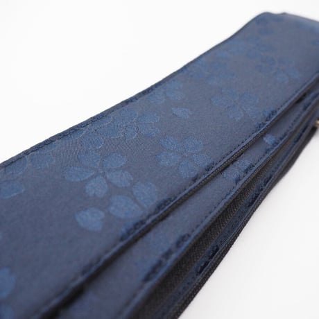 帆布ギターストラップ【浮き出る桜　紺】和柄 | Handmade Japanese Guitar Strap