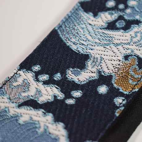 帆布ギターストラップ【波】京都金襴　和柄 | Handmade Japanese Guitar Strap