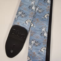 帆布ギターストラップ【鳥獣戯画　サックス】京都金襴　和柄 | Handmade Japanese Guitar Strap