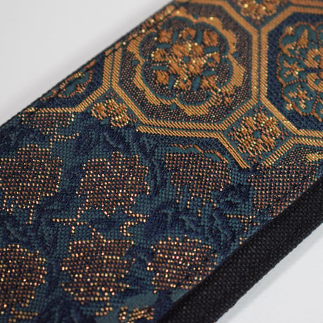 帆布ギターストラップ【エスニック流線】京都金襴　和柄 | Handmade Japanese Guitar Strap