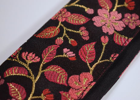 和柄　ギターストラップ　金襴　桜 | Handmade Japanese Guitar Strap