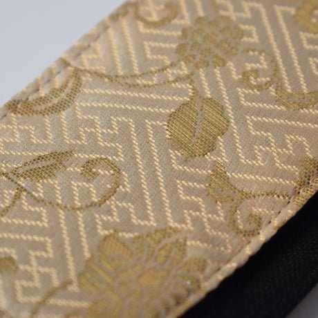 帆布ギターストラップ【蔦　ゴールド】京都金襴　和柄 | Handmade Japanese Guitar Strap