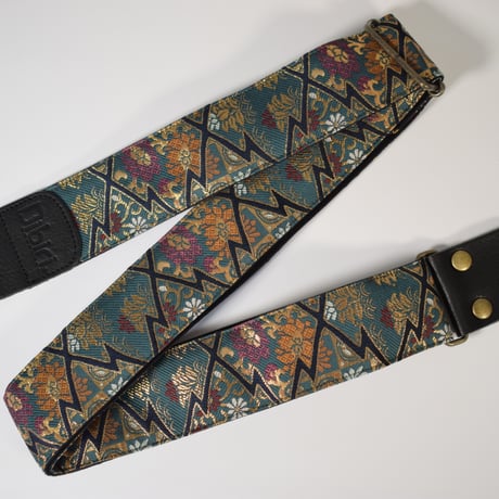 和柄　ギターストラップ　金襴　松皮菱 | Handmade Japanese Guitar Strap