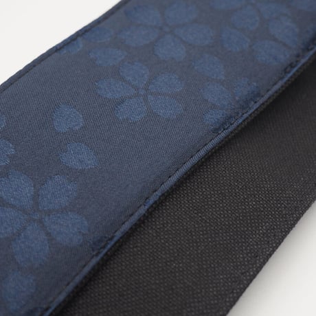 帆布ギターストラップ【浮き出る桜　紺】和柄 | Handmade Japanese Guitar Strap