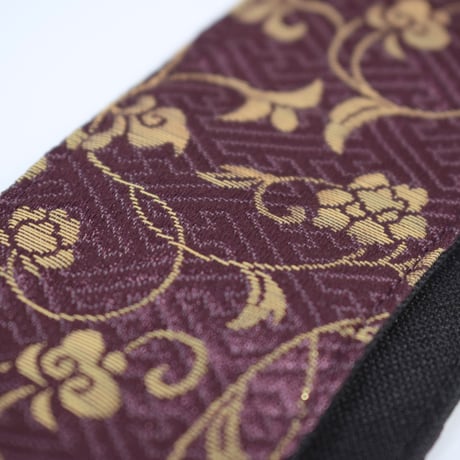 帆布ギターストラップ【蔦　グレープ】京都金襴　和柄 | Handmade Japanese Guitar Strap
