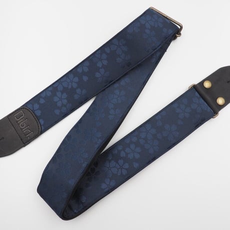 帆布ギターストラップ【浮き出る桜　紺】和柄 | Handmade Japanese Guitar Strap