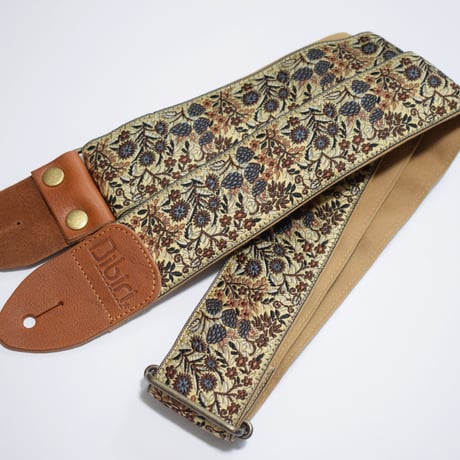 帆布ギターストラップ【エスニック刺繍リボン】サイケ　ヒッピー | Handmade Japanese Guitar Strap