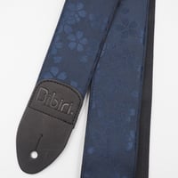 帆布ギターストラップ【浮き出る桜　紺】和柄 | Handmade Japanese Guitar Strap