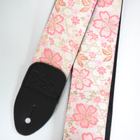 帆布ギターストラップ【桜　ピンク】京都金襴　和柄 | Handmade Japanese Guitar Strap