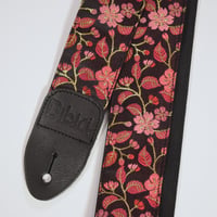 帆布ギターストラップ【桜　赤ピンク】京都金襴　和柄 | Handmade Japanese Guitar Strap