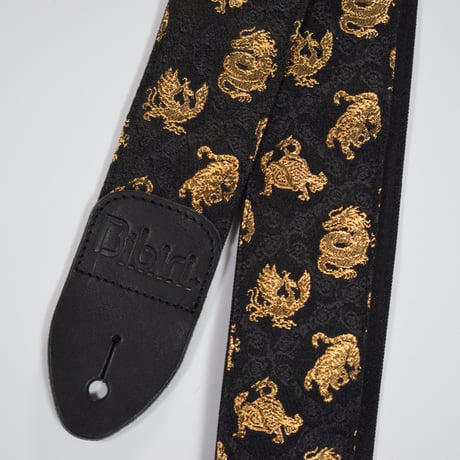 帆布ギターストラップ【龍亀鳳凰寅】京都金襴　和柄 | Handmade Japanese Guitar Strap