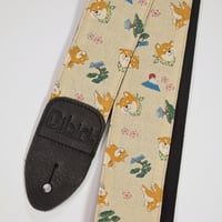 帆布ギターストラップ【柴犬じゃぱん　ベージュ】和柄 | Handmade Japanese Guitar Strap