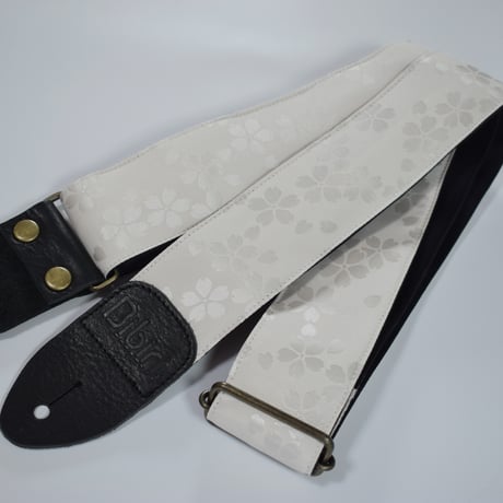 帆布ギターストラップ【浮き出る桜　白】和柄 | Handmade Japanese Guitar Strap