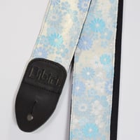 帆布ギターストラップ【菊吹雪　白】京都金襴　和柄 | Handmade Japanese Guitar Strap