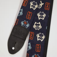 帆布ギターストラップ【ふくろう　紺】和柄 | Handmade Japanese Guitar Strap