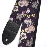 帆布ギターストラップ【菊　紫】京都金襴　和柄 | Handmade Japanese Guitar Strap