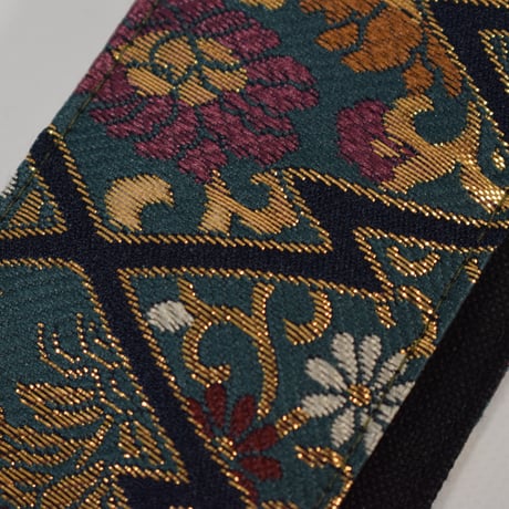 和柄　ギターストラップ　金襴　松皮菱 | Handmade Japanese Guitar Strap