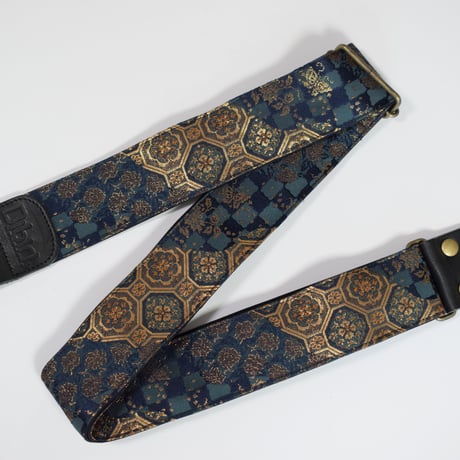 帆布ギターストラップ【エスニック流線】京都金襴　和柄 | Handmade Japanese Guitar Strap