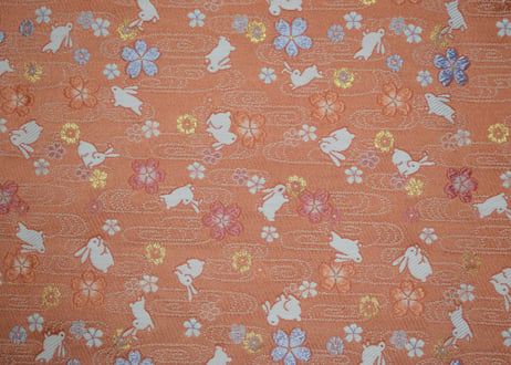 和柄　ギターストラップ　金襴　うさぎと桜 | Handmade Japanese Guitar Strap