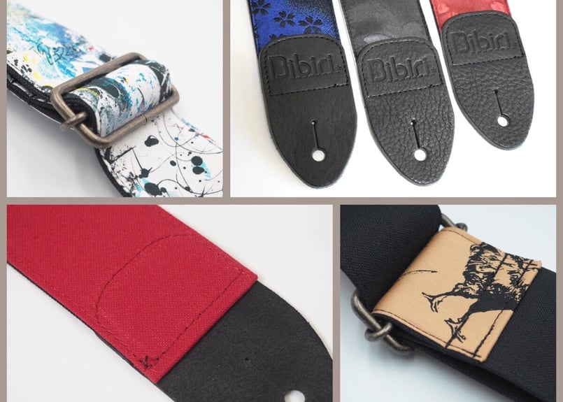 サイケ・ヒッピー☆ピンクエスニック帆布ギターストラップ