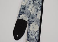 ブルーグレーの薔薇　帆布ギターストラップ