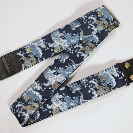 帆布ギターストラップ【波】京都金襴　和柄 | Handmade Japanese Guitar Strap