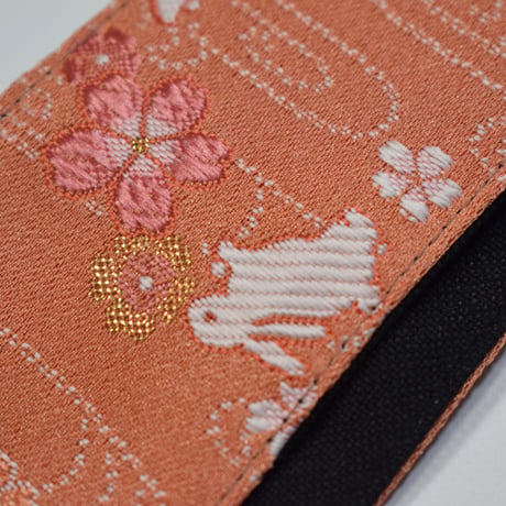 帆布ギターストラップ【うさぎと桜】京都金襴　和柄 | Handmade Japanese Guitar Strap