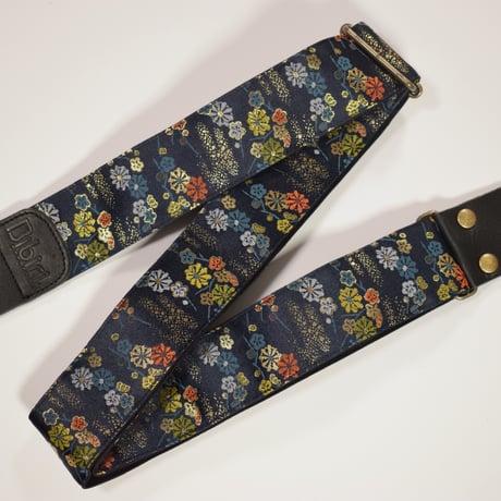 帆布ギターストラップ【かすみと華】京都金襴　和柄 | Handmade Japanese Guitar Strap