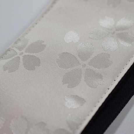 帆布ギターストラップ【浮き出る桜　白】和柄 | Handmade Japanese Guitar Strap