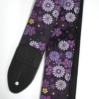 帆布ギターストラップ【菊吹雪　紫】京都金襴　和柄 | Handmade Japanese Guitar Strap