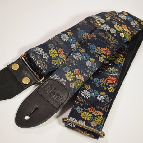 帆布ギターストラップ【かすみと華】京都金襴　和柄 | Handmade Japanese Guitar Strap