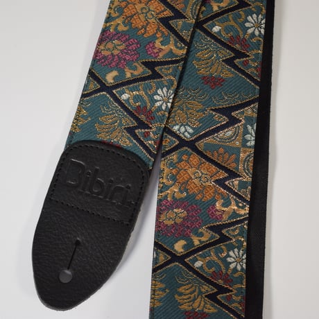 和柄　ギターストラップ　金襴　松皮菱 | Handmade Japanese Guitar Strap