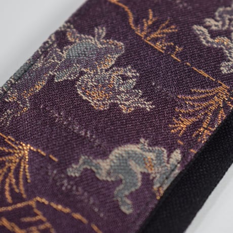 和柄　ギターストラップ　金襴　鳥獣戯画 | Handmade Japanese Guitar Strap