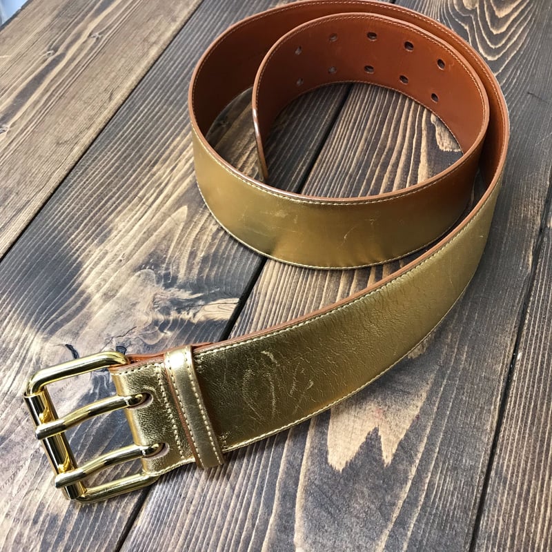 ラルフローレンレザーベルトゴールド金