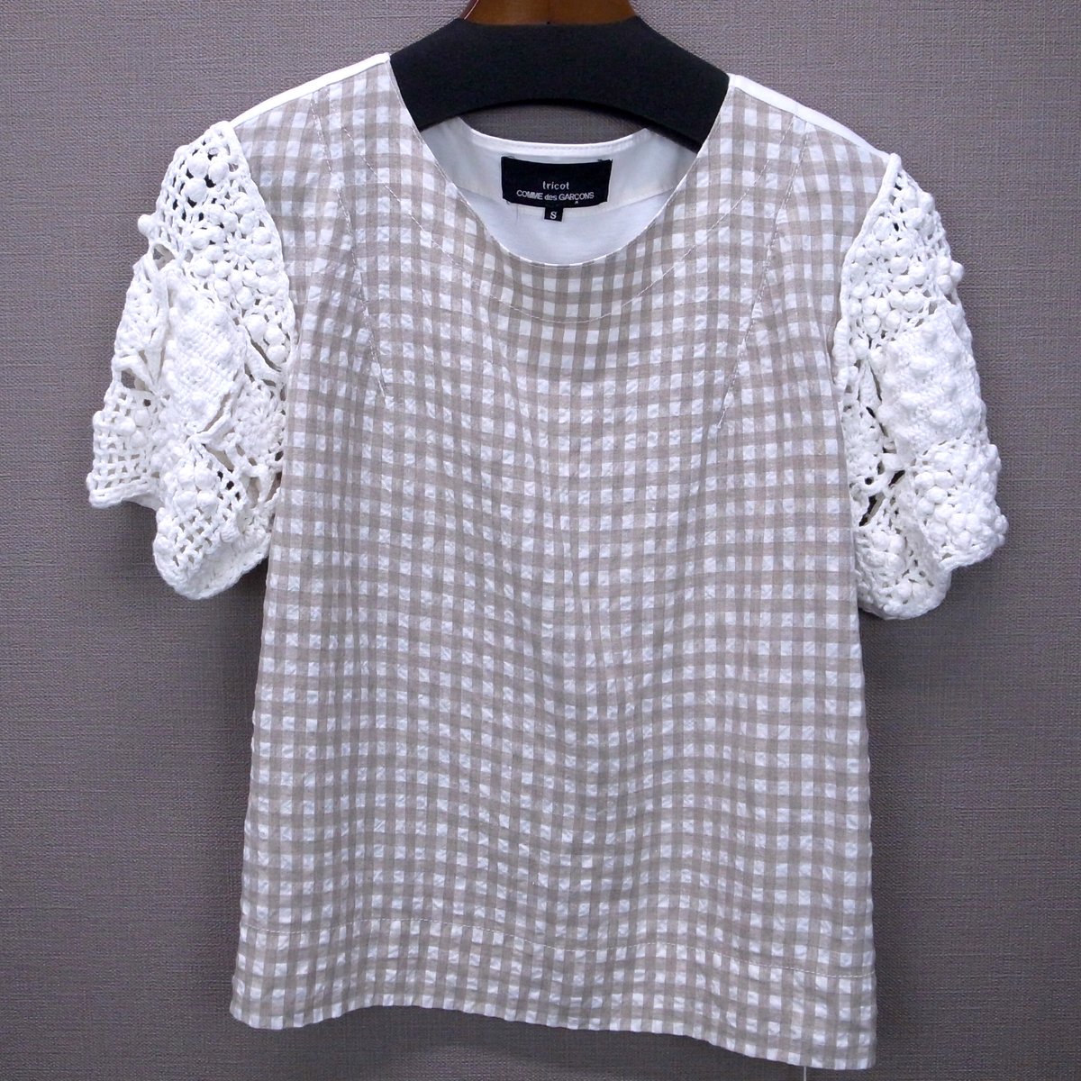 tricot COMME des GARÇONS ギンガムチェック&袖レース半袖 | CAB