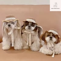 愛犬用レース麦わら帽子