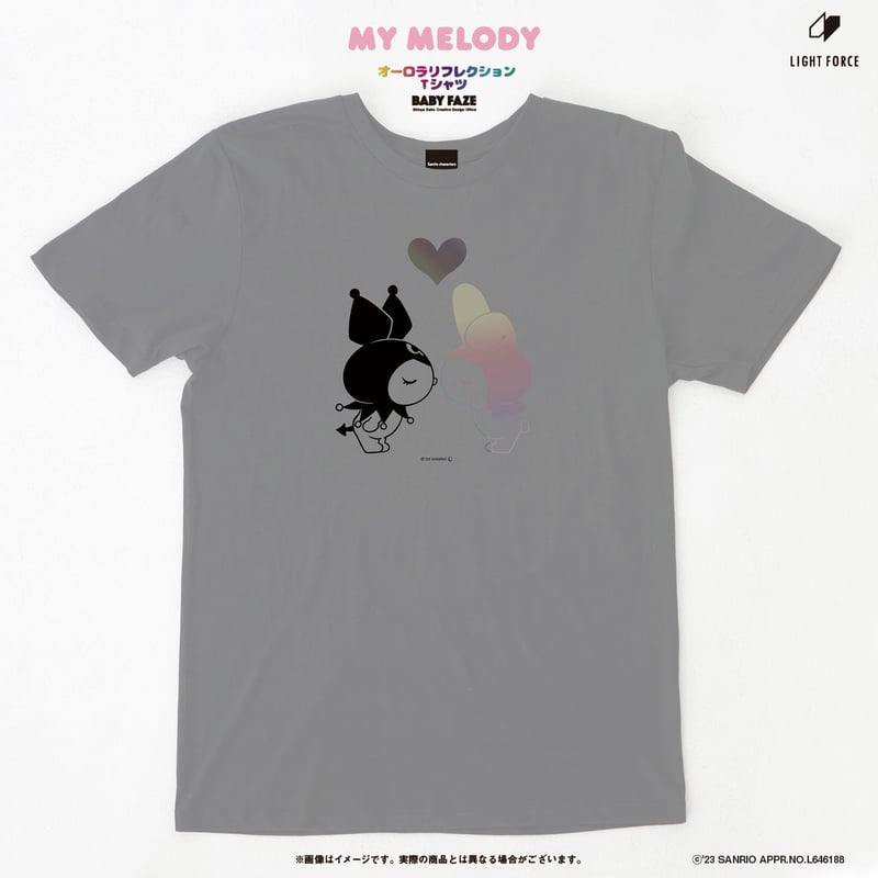 クロミ＆マイメロディ】オーロラリフレクションTシャツ グレー