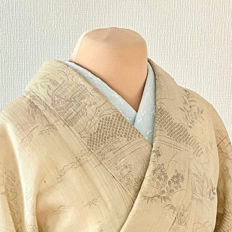 びじゅばん専用衿カバー　わつなぎレースライトブルー
