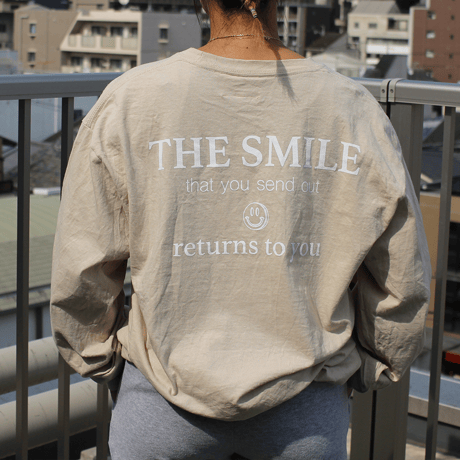 Smile Long Sleeve Tee Beige