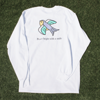 Colorful pigeon Long sleeve TEE White