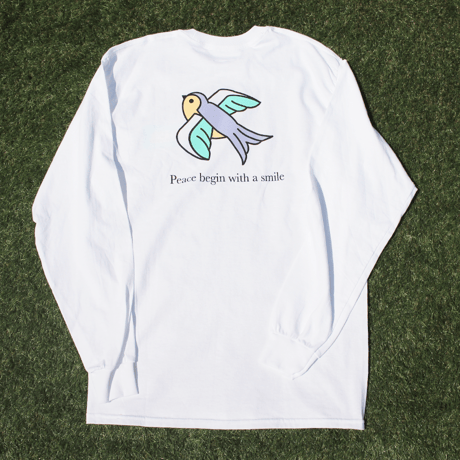 Colorful pigeon Long sleeve TEE White