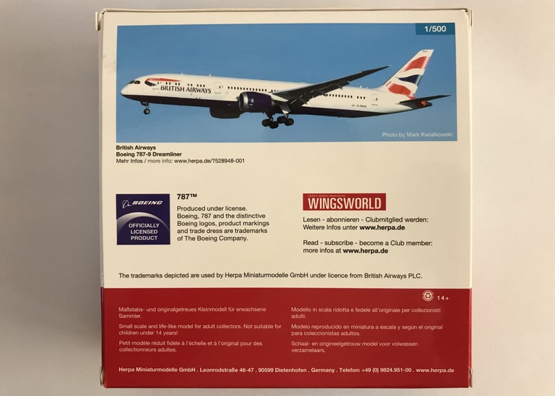Herpa ヘルパ 787-9 英国航空 1/500 [528948] | Eastern W