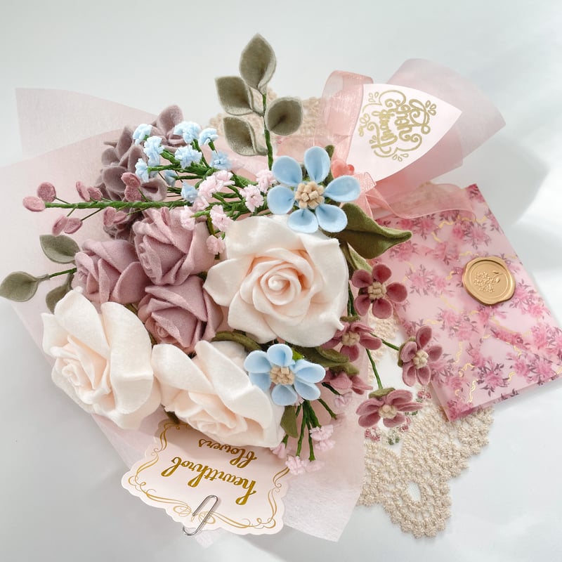 フェルトフラワーアレンジ〜baked pink rose〜 | heartthrob_flowers