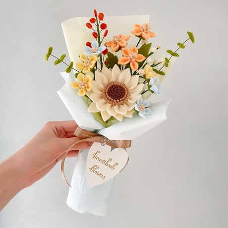 ひまわり~mini bouquet White~ フェルトフラワー