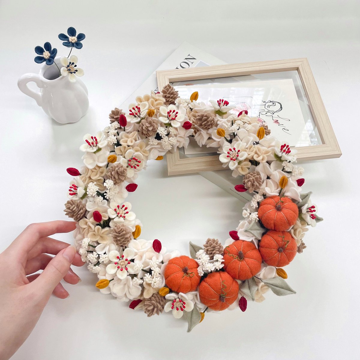 秋のフェルトフラワーリース | heartthrob_flowers