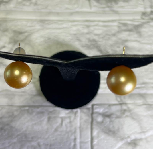 k18GOLD南洋白蝶真珠13,9ミリゴールデンパールピアス | kyoemeguro_bijoux
