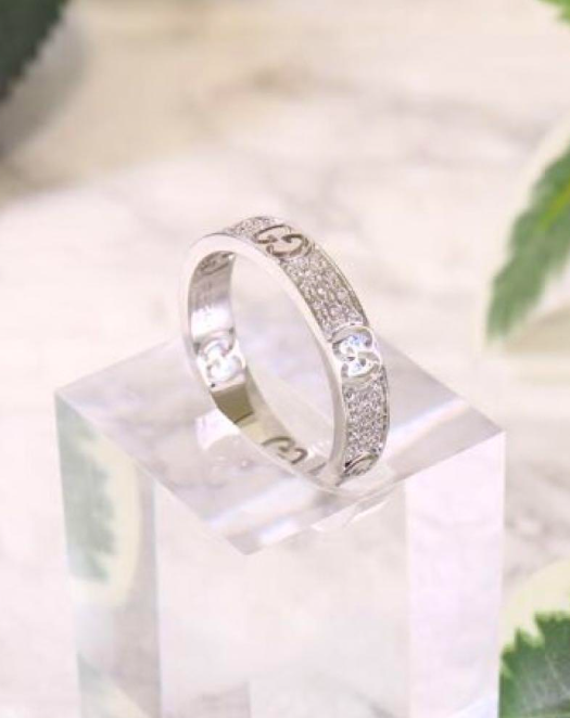 グッチ☆K18WGリング☆アイコンスターダストパヴェリング☆サイズ＃15